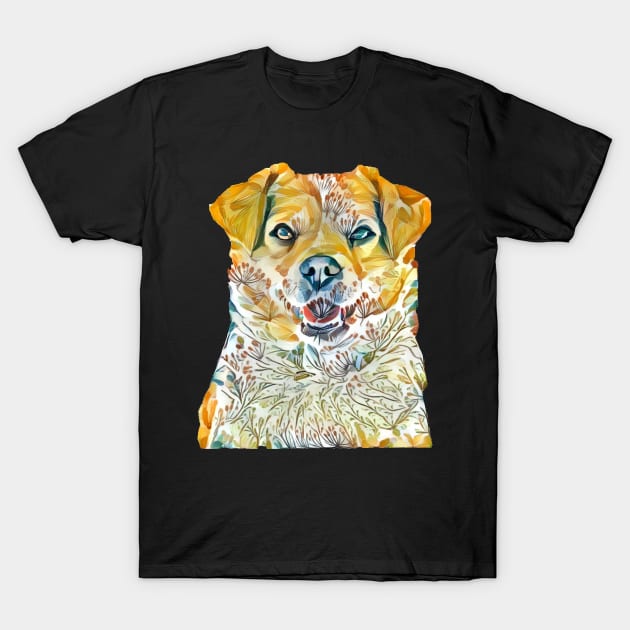 dog flowers yellow labrador retriever T-Shirt by ZenCloak